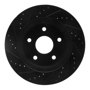 Chrysler Aspen Brake Rotor (1) - Front Right - R1 Concepts - Drilled & Slotted - Black - `02-`24